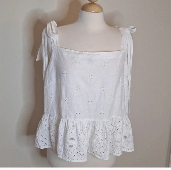 Madewell Rosalie Tie-Strap Top in Geo Eyelet SZ 1X - Picture 5 of 11